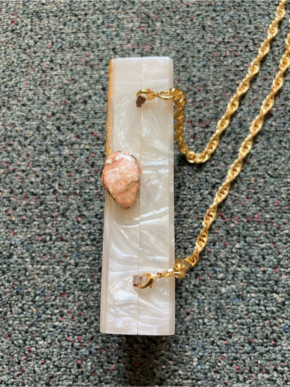 MINTSA Gold Foil & White Marble Resin Acrylic Clutch Evening Minimal Small Bag